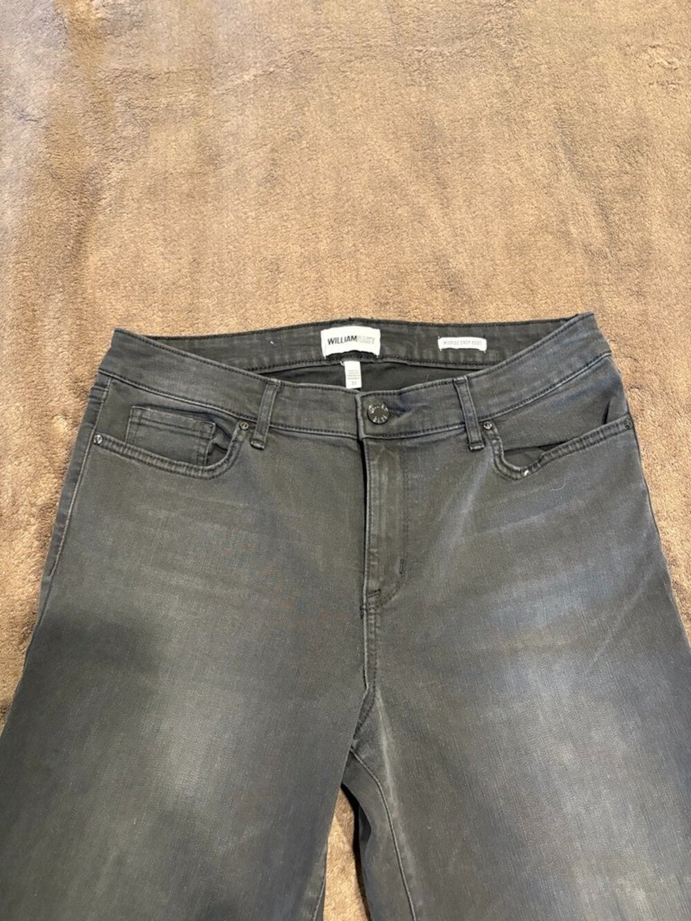 WILLIAM RAST Midrise Crop Boot Frayed Hem Grey Wash Jeans Women's Size 31